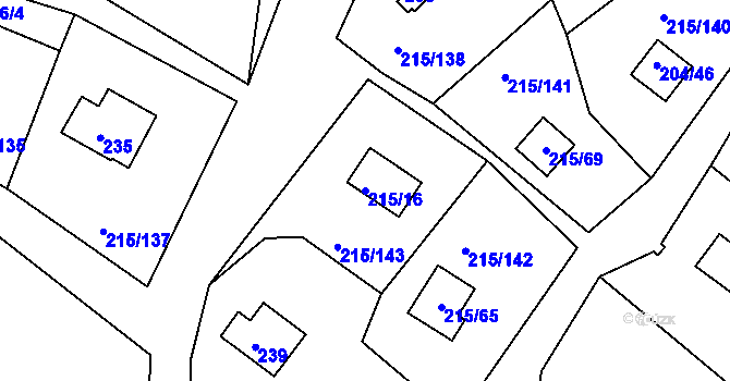 Parcela st. 215/16 v KÚ Lipno nad Vltavou, Katastrální mapa
