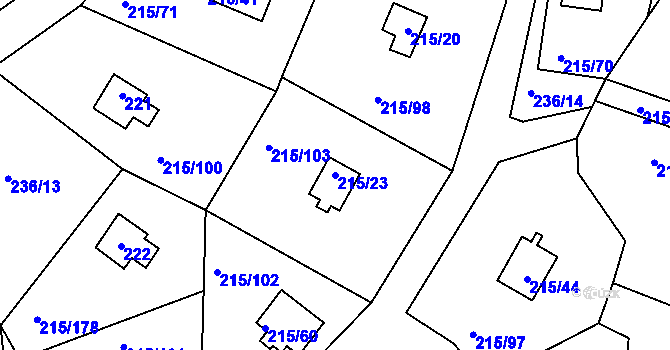 Parcela st. 215/23 v KÚ Lipno nad Vltavou, Katastrální mapa