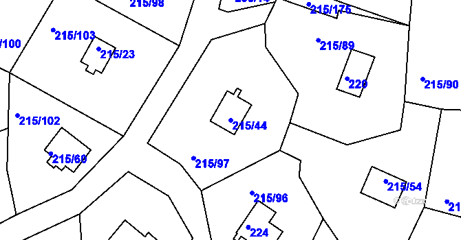 Parcela st. 215/44 v KÚ Lipno nad Vltavou, Katastrální mapa