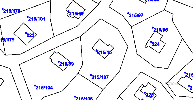Parcela st. 215/45 v KÚ Lipno nad Vltavou, Katastrální mapa