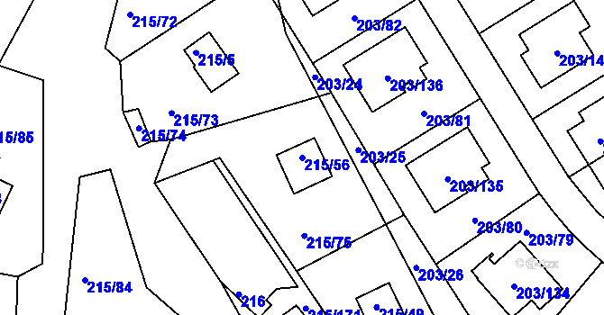 Parcela st. 215/56 v KÚ Lipno nad Vltavou, Katastrální mapa