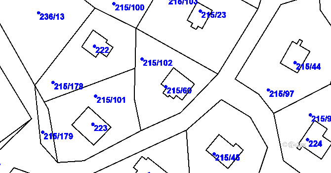 Parcela st. 215/60 v KÚ Lipno nad Vltavou, Katastrální mapa