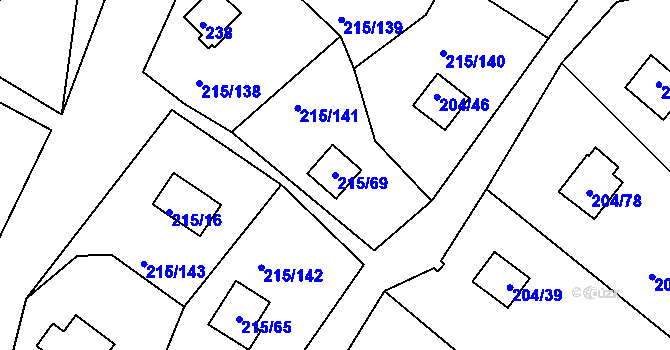 Parcela st. 215/69 v KÚ Lipno nad Vltavou, Katastrální mapa