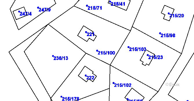 Parcela st. 215/100 v KÚ Lipno nad Vltavou, Katastrální mapa