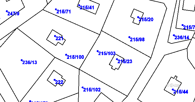 Parcela st. 215/103 v KÚ Lipno nad Vltavou, Katastrální mapa