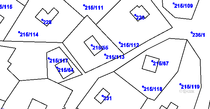 Parcela st. 215/113 v KÚ Lipno nad Vltavou, Katastrální mapa