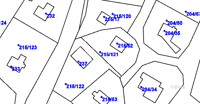 Parcela st. 215/121 v KÚ Lipno nad Vltavou, Katastrální mapa
