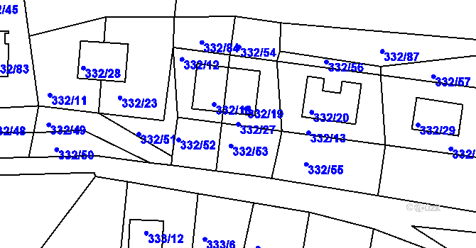 Parcela st. 332/27 v KÚ Lipno nad Vltavou, Katastrální mapa
