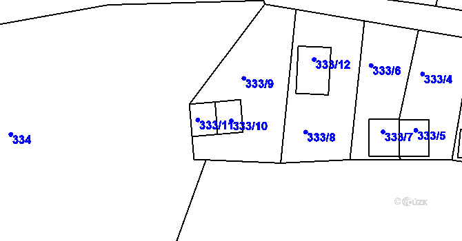 Parcela st. 333/10 v KÚ Lipno nad Vltavou, Katastrální mapa