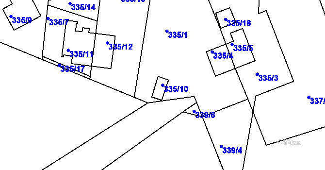 Parcela st. 335/10 v KÚ Lipno nad Vltavou, Katastrální mapa