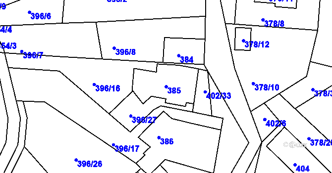 Parcela st. 385 v KÚ Lipno nad Vltavou, Katastrální mapa
