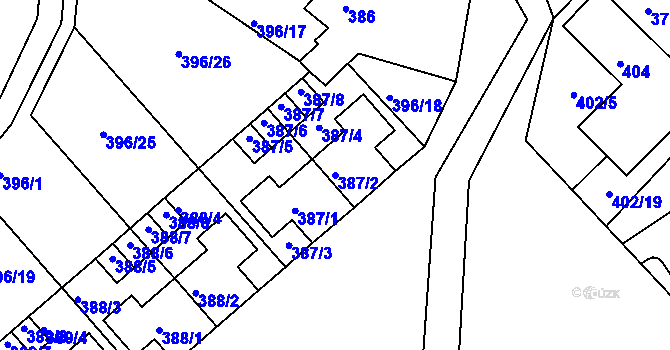 Parcela st. 387/2 v KÚ Lipno nad Vltavou, Katastrální mapa