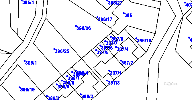 Parcela st. 387/5 v KÚ Lipno nad Vltavou, Katastrální mapa