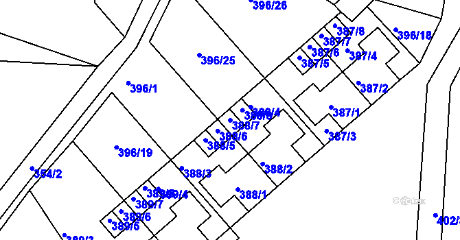 Parcela st. 388/7 v KÚ Lipno nad Vltavou, Katastrální mapa