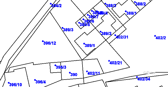 Parcela st. 389/1 v KÚ Lipno nad Vltavou, Katastrální mapa