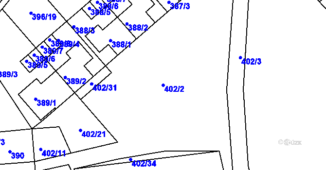 Parcela st. 402/2 v KÚ Lipno nad Vltavou, Katastrální mapa