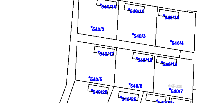 Parcela st. 540/17 v KÚ Lipno nad Vltavou, Katastrální mapa