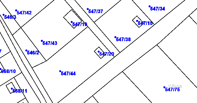 Parcela st. 547/20 v KÚ Lipno nad Vltavou, Katastrální mapa