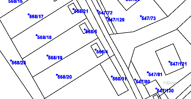 Parcela st. 568/4 v KÚ Lipno nad Vltavou, Katastrální mapa