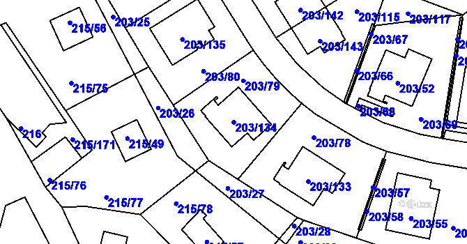 Parcela st. 203/134 v KÚ Lipno nad Vltavou, Katastrální mapa