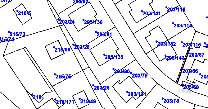 Parcela st. 203/135 v KÚ Lipno nad Vltavou, Katastrální mapa