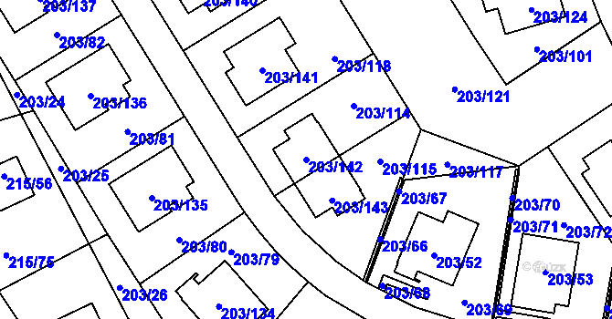 Parcela st. 203/142 v KÚ Lipno nad Vltavou, Katastrální mapa