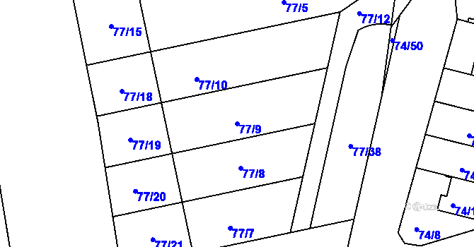 Parcela st. 77/9 v KÚ Lipno nad Vltavou, Katastrální mapa