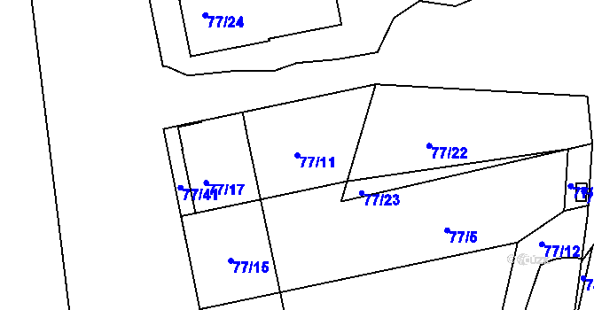 Parcela st. 77/11 v KÚ Lipno nad Vltavou, Katastrální mapa