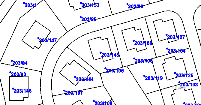 Parcela st. 203/145 v KÚ Lipno nad Vltavou, Katastrální mapa