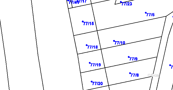 Parcela st. 77/18 v KÚ Lipno nad Vltavou, Katastrální mapa