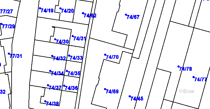 Parcela st. 74/70 v KÚ Lipno nad Vltavou, Katastrální mapa