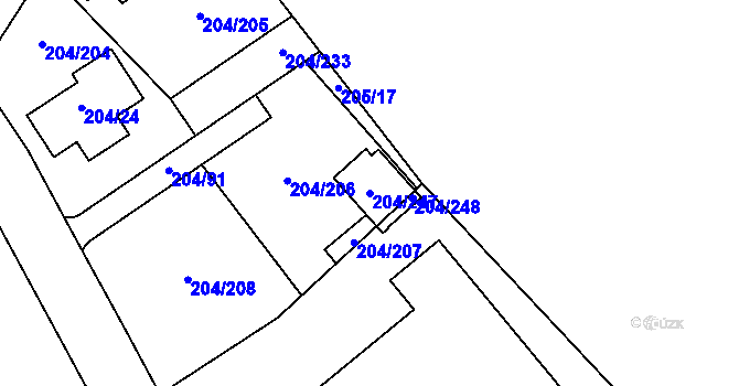 Parcela st. 204/247 v KÚ Lipno nad Vltavou, Katastrální mapa