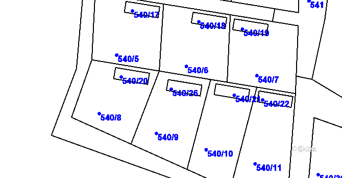 Parcela st. 540/26 v KÚ Lipno nad Vltavou, Katastrální mapa