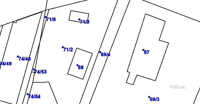 Parcela st. 69/4 v KÚ Lipno nad Vltavou, Katastrální mapa