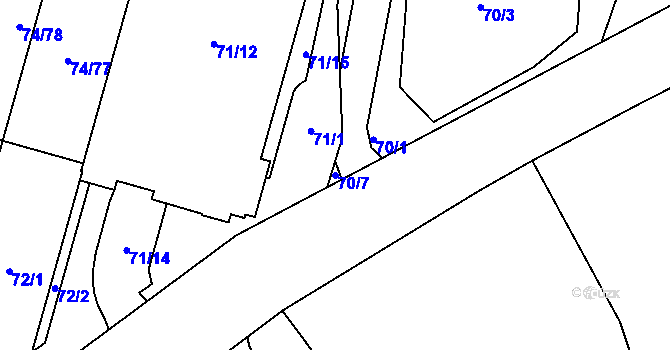 Parcela st. 70/7 v KÚ Lipno nad Vltavou, Katastrální mapa