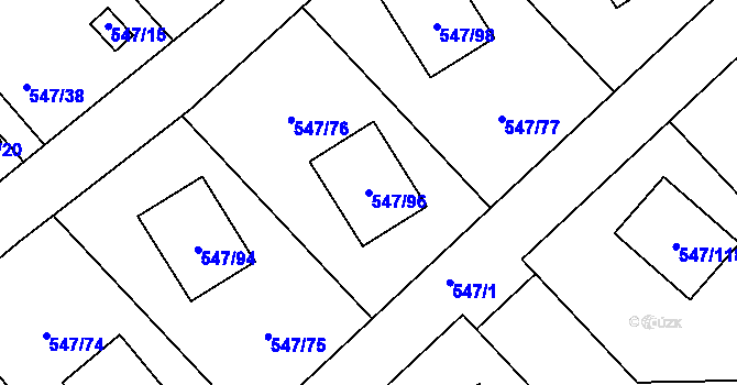 Parcela st. 547/96 v KÚ Lipno nad Vltavou, Katastrální mapa