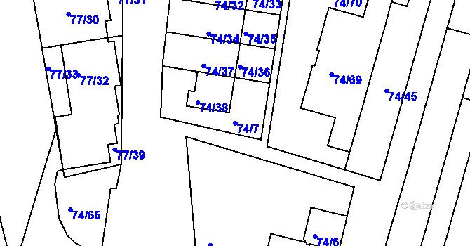 Parcela st. 74/7 v KÚ Lipno nad Vltavou, Katastrální mapa