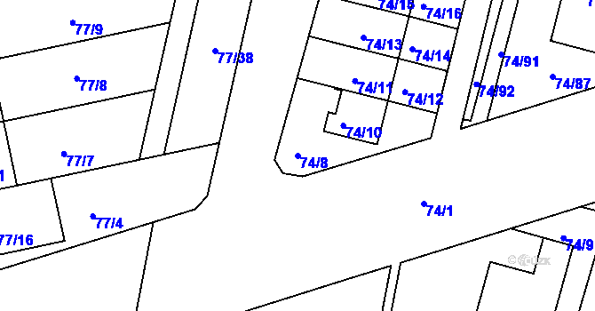 Parcela st. 74/8 v KÚ Lipno nad Vltavou, Katastrální mapa