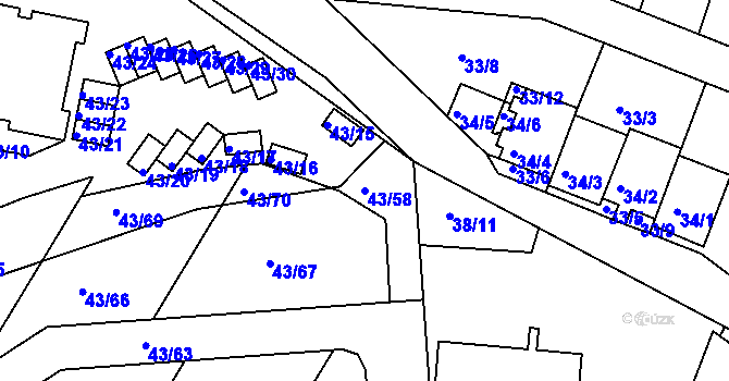 Parcela st. 43/58 v KÚ Lipno nad Vltavou, Katastrální mapa