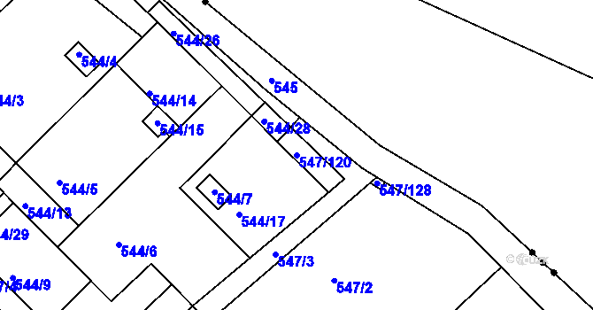 Parcela st. 547/120 v KÚ Lipno nad Vltavou, Katastrální mapa