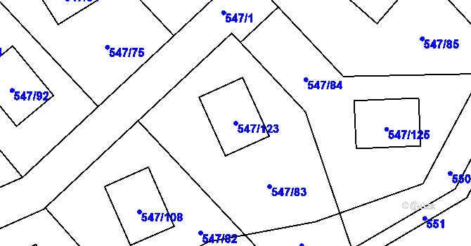 Parcela st. 547/123 v KÚ Lipno nad Vltavou, Katastrální mapa