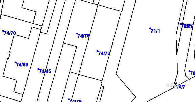 Parcela st. 74/77 v KÚ Lipno nad Vltavou, Katastrální mapa