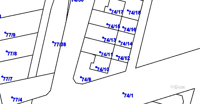 Parcela st. 74/11 v KÚ Lipno nad Vltavou, Katastrální mapa