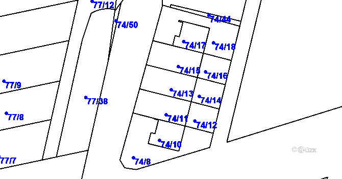 Parcela st. 74/13 v KÚ Lipno nad Vltavou, Katastrální mapa