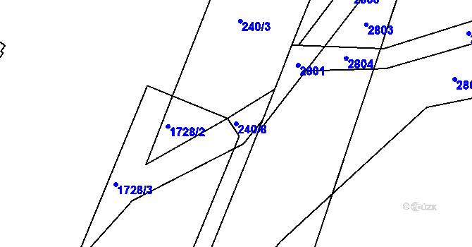 Parcela st. 240/8 v KÚ Lipolec, Katastrální mapa