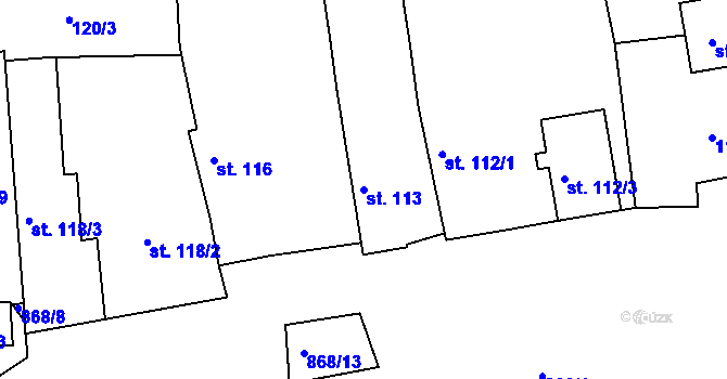 Parcela st. 113 v KÚ Lipolec, Katastrální mapa