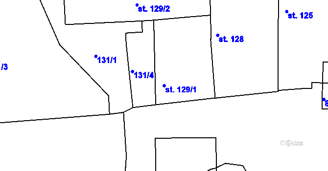 Parcela st. 129/1 v KÚ Lipolec, Katastrální mapa
