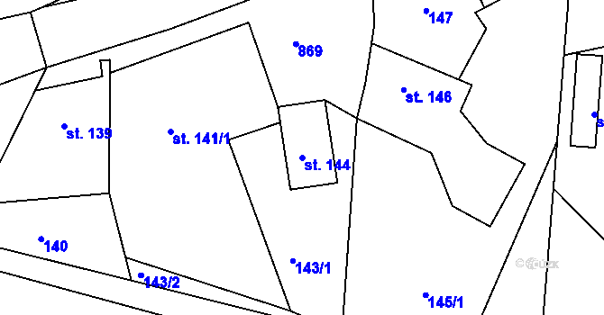 Parcela st. 144 v KÚ Lipolec, Katastrální mapa