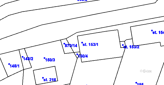 Parcela st. 153/1 v KÚ Lipolec, Katastrální mapa