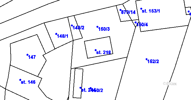 Parcela st. 218 v KÚ Lipolec, Katastrální mapa